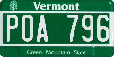 VT license plate POA796