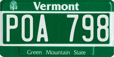 VT license plate POA798