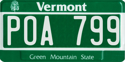 VT license plate POA799