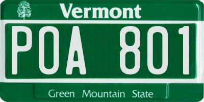 VT license plate POA801