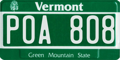 VT license plate POA808