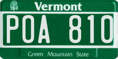 VT license plate POA810