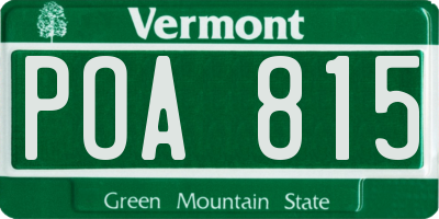 VT license plate POA815