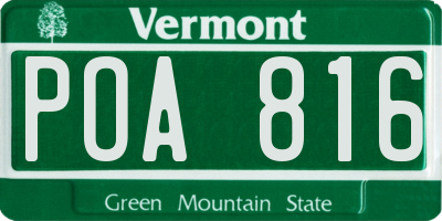 VT license plate POA816