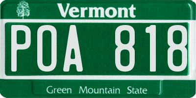 VT license plate POA818
