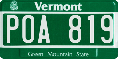 VT license plate POA819