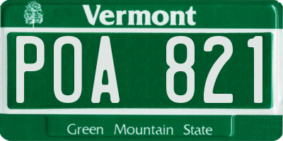 VT license plate POA821