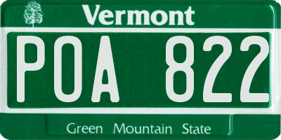 VT license plate POA822