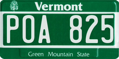VT license plate POA825