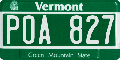 VT license plate POA827