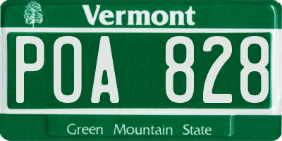VT license plate POA828