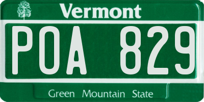 VT license plate POA829