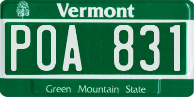 VT license plate POA831