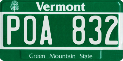 VT license plate POA832