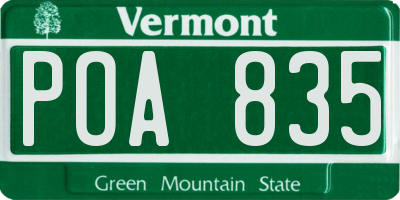 VT license plate POA835