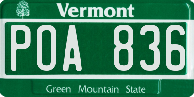 VT license plate POA836