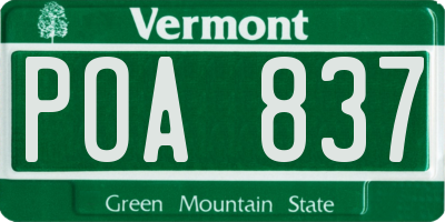 VT license plate POA837
