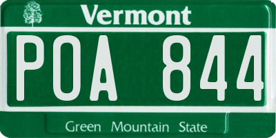 VT license plate POA844