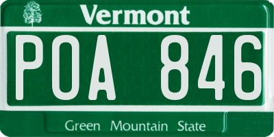 VT license plate POA846