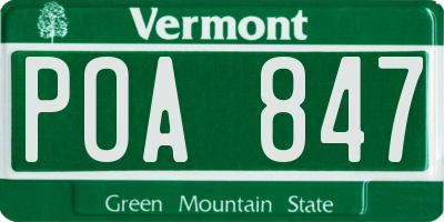 VT license plate POA847