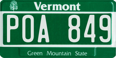 VT license plate POA849