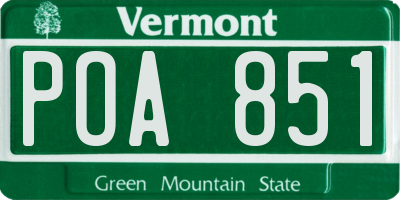 VT license plate POA851