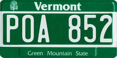 VT license plate POA852