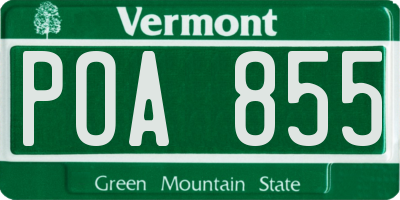 VT license plate POA855