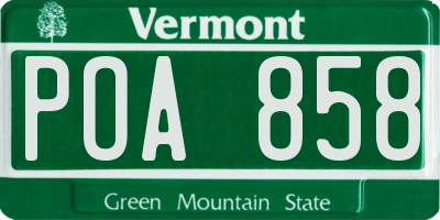 VT license plate POA858