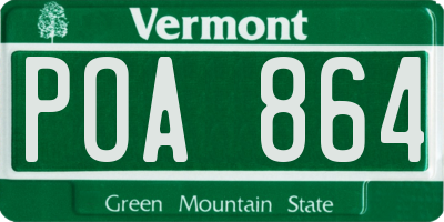 VT license plate POA864
