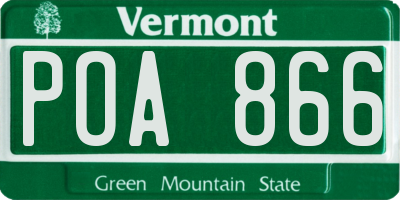 VT license plate POA866