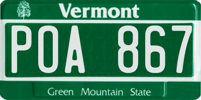 VT license plate POA867
