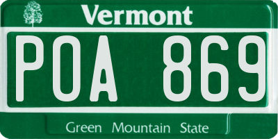 VT license plate POA869