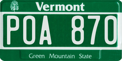VT license plate POA870