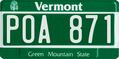 VT license plate POA871