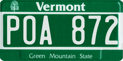 VT license plate POA872