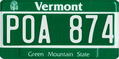 VT license plate POA874