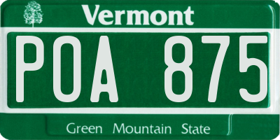 VT license plate POA875