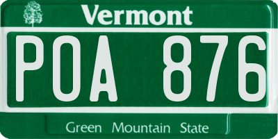 VT license plate POA876