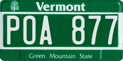 VT license plate POA877