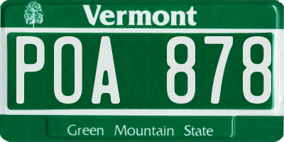 VT license plate POA878