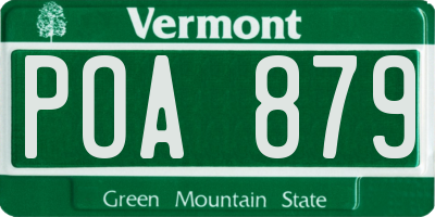 VT license plate POA879