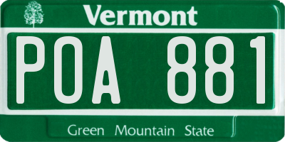 VT license plate POA881