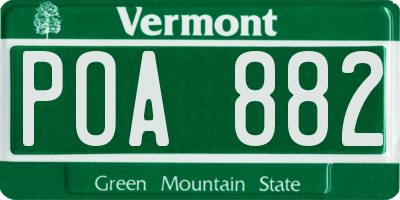 VT license plate POA882