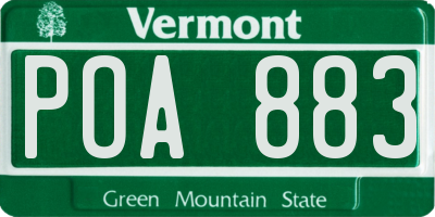 VT license plate POA883