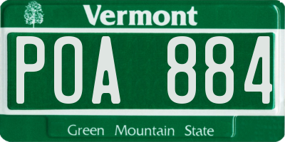 VT license plate POA884