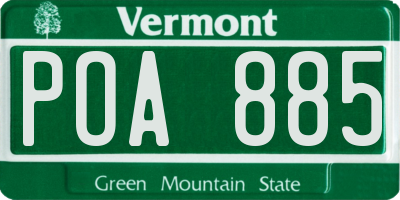 VT license plate POA885