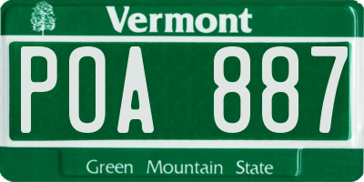 VT license plate POA887