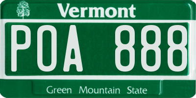 VT license plate POA888