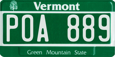 VT license plate POA889